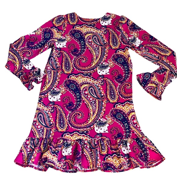 Lands' End girls magenta paisley knit A-line dress size 16 - Picture 8 of 8